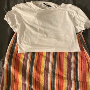 Cute opened back top with striped skirt